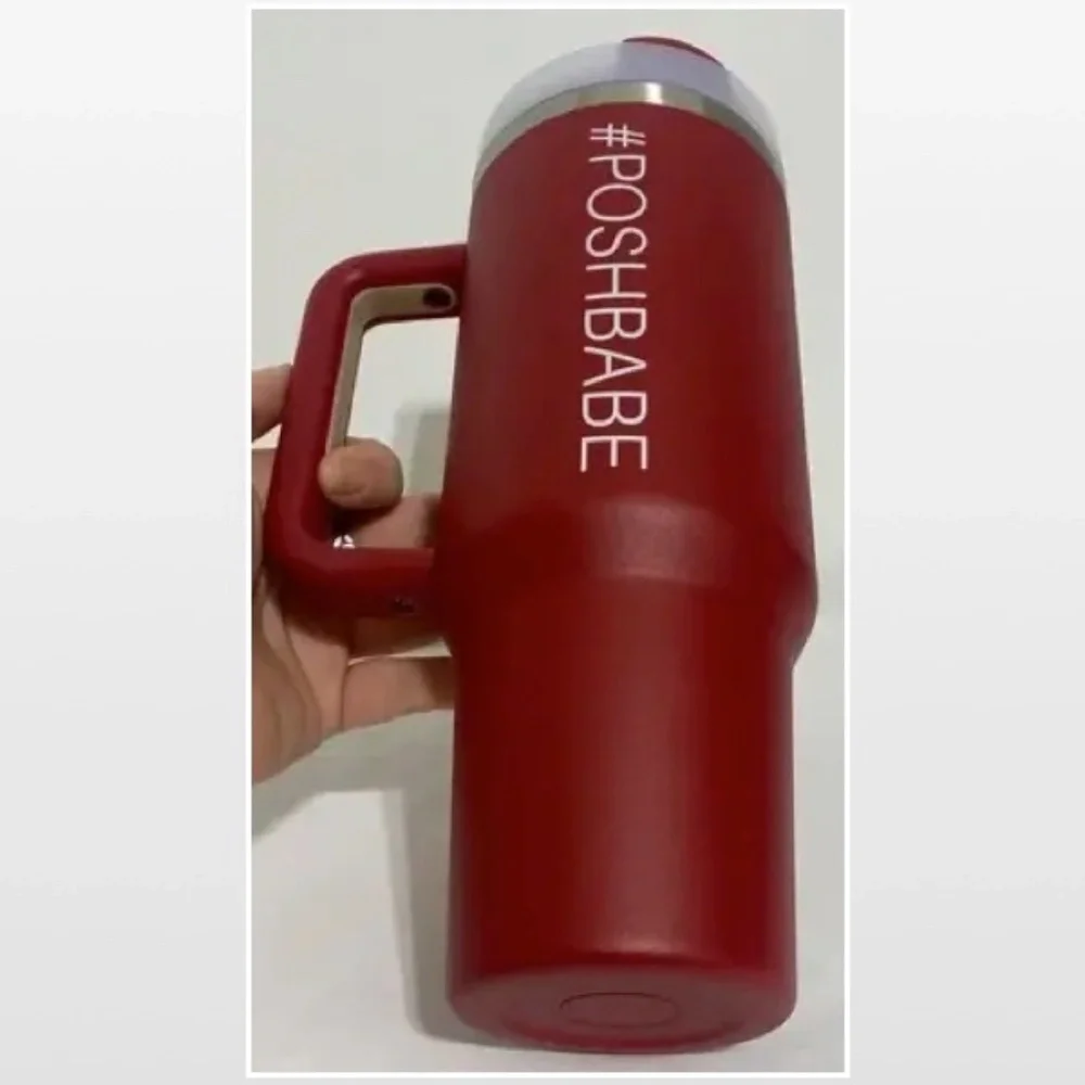 New Tumbler POSHBABE 40oz Red White Large Travel Mug Thermos Cup Swag